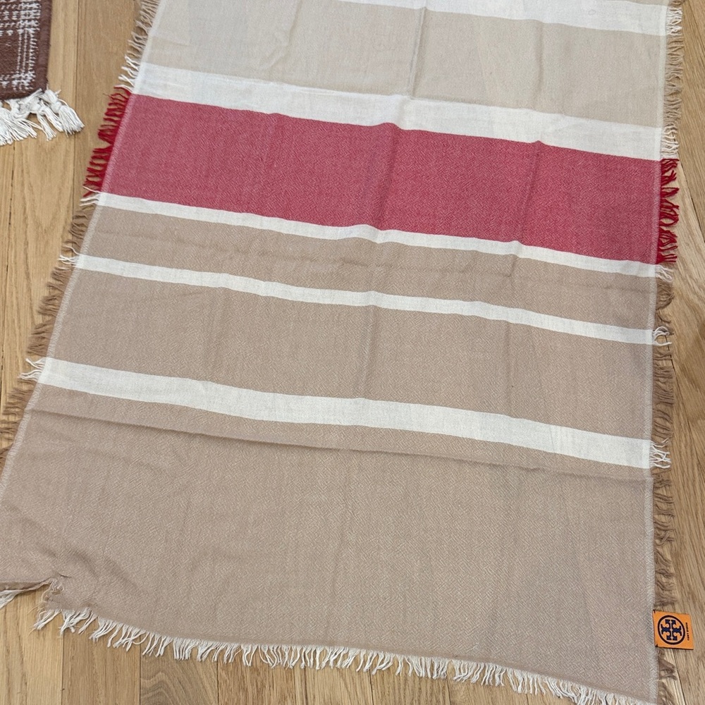 Striped Beige and Red lightweight scarf